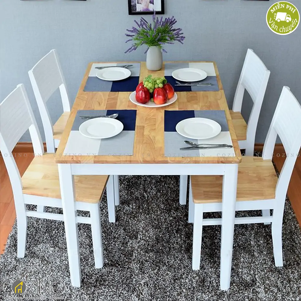 COZINO|Bộ bàn ăn 6 ghế Cherry gỗ cao su 1m6 đẹp, chất lượng, giá rẻ