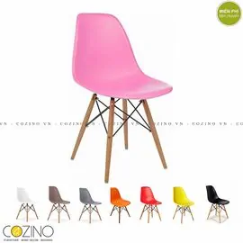 Ghế CZN-Eames màu hồng chân gỗ giá rẻ