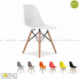 Ghế CZN-Eames màu trắng chân gỗ