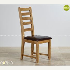 Ghế bàn ăn Holy gỗ sồi bọc nệm simili nệm nâu tại Hồ Chí Minh