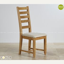 Ghế bàn ăn Holy gỗ sồi nệm vải vàng nhạt đẹp