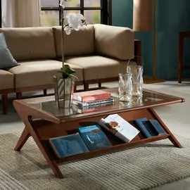 Bàn sofa, bàn trà Rocket gỗ sồi mặt kính cường lực- đẹp, giá rẻ tại hcm và hà nội