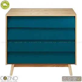 Tủ ngăn kéo Senja Vintage gỗ tự nhiên 4 ngăn màu xanh dương- đẹp, giá rẻ tại hcm và hà nội
