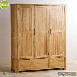 Tủ quần áo Emley 3 cánh 2 ngăn kéo gỗ sồi (nhiều kích thước)- đẹp, giá rẻ tại hcm và hà nội