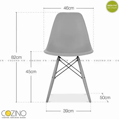 Kích thước ghế CZN-Eames màu xám chân gỗ