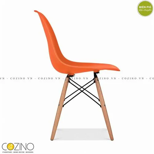 Ghế CZN-Eames màu cam chân gỗ đẹp