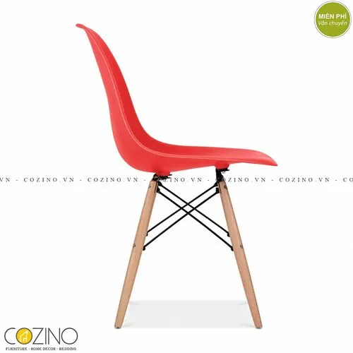Ghế CZN-Eames màu đỏ chân gỗ đẹp