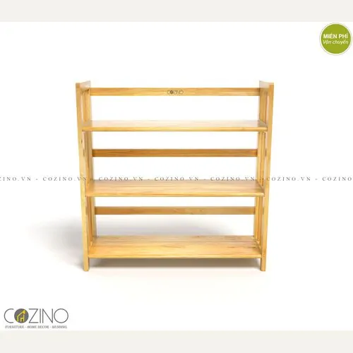Kệ sách 3 tầng CZN388 gỗ cao su màu tự nhiên đẹp