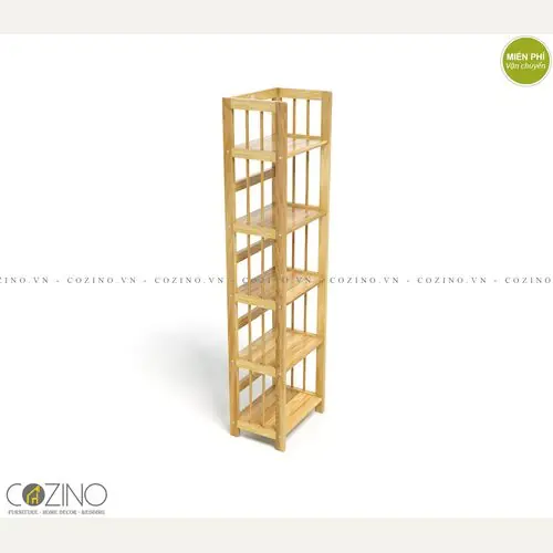 Kệ sách 5 tầng CZN540 gỗ cao su màu tự nhiên đẹp