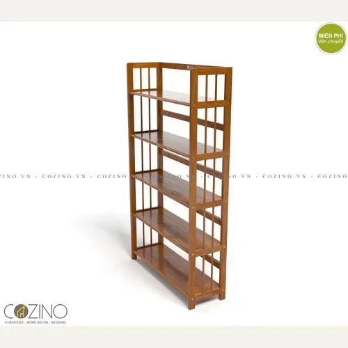 Kệ sách 5 tầng CZN563 gỗ cao su màu cánh gián tại hồ chí minh