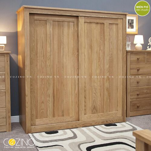 Tủ quần áo cửa lùa hai cánh lớn Torino gỗ sồi 1m8 đẹp giá rẻ