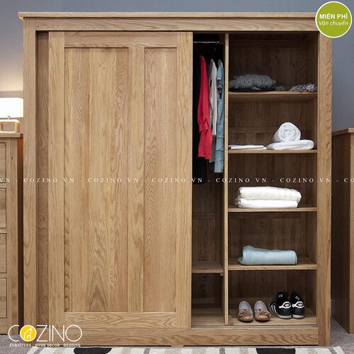 Tủ quần áo cửa lùa hai cánh lớn Torino gỗ sồi 1m8 tại hà nội