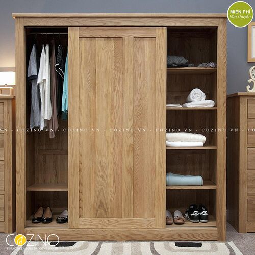 Tủ quần áo cửa lùa hai cánh lớn Torino gỗ sồi 1m8 tại hồ chí minh