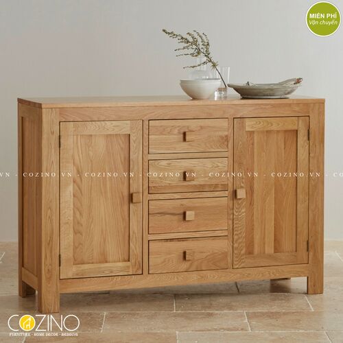 Tủ lưu trữ đa năng Capri 2 cánh 4 ngăn gỗ sồi 1m4 xuất khẩu, đẹp, giá rẻ