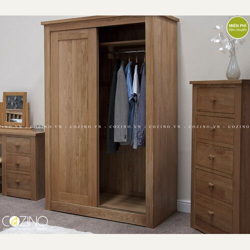Tủ quần áo cửa lùa hai cánh nhỏ Torino gỗ sồi 1m2 tại hà nội