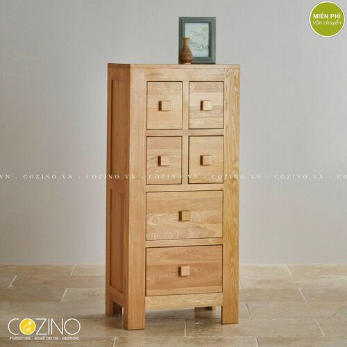 Tủ 6 ngăn kéo đứng Capri gỗ sồi xuất khẩu, đẹp giá rẻ