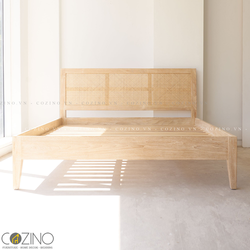 Giường đôi Rattan gỗ sồi nhiều kích thước- đẹp, giá rẻ tại hcm và hà nội