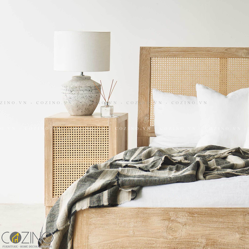 Giường đôi Rattan gỗ sồi nhiều kích thước- đẹp, giá rẻ tại hcm và hà nội