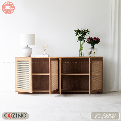 Tủ trưng bày lưu trữ Rattan 4 cánh mây- đẹp, giá rẻ tại hcm và hà nội