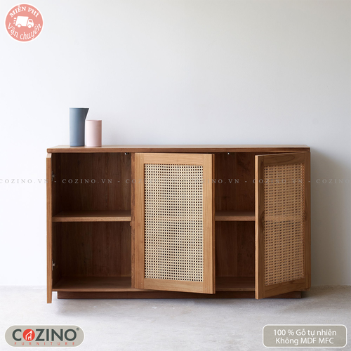 Tủ trưng bày lưu trữ Rattan 3 cánh mây- đẹp, giá rẻ tại hcm và hà nội