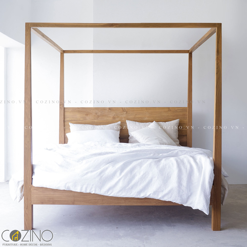 Giường đôi Poster gỗ sồi nhiều kích thước- đẹp, giá rẻ tại hcm và hà nội