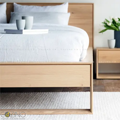 Giường đôi  Nordic gỗ sồi- đẹp, giá rẻ tại hcm và hà nội