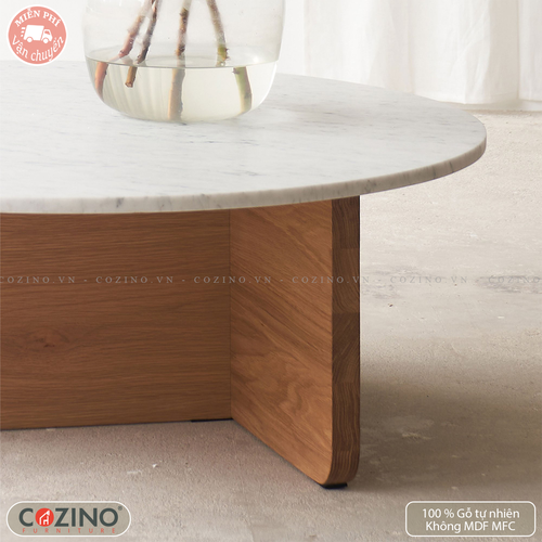 Bàn sofa, bàn trà Pivot gỗ sồi mặt đá- đẹp, giá rẻ tại hcm và hà nội