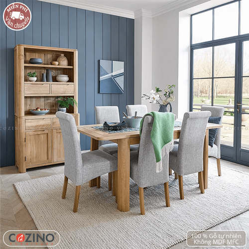 Bàn ăn Emley gỗ sồi trắng Mỹ (nhiều kích thước)- đẹp, giá rẻ tại hcm và hà nội