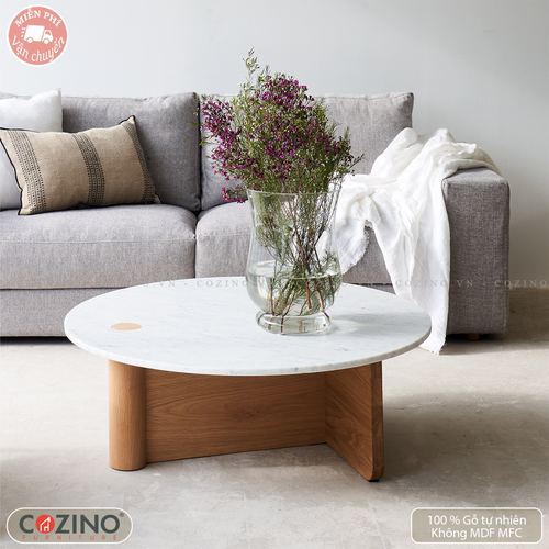 Bàn sofa, bàn trà Pivot gỗ sồi mặt đá- đẹp, giá rẻ tại hcm và hà nội