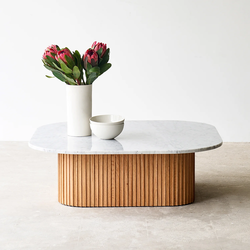 Bàn sofa, bàn trà Palermo gỗ sồi mặt đá- đẹp, giá rẻ tại hcm và hà nội