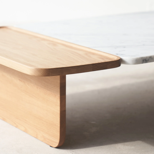 Bàn sofa, bàn trà Duo gỗ sồi mặt ghép đá- đẹp, giá rẻ tại hcm và hà nội
