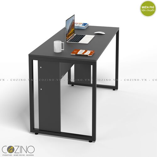 Bàn làm việc CZN-Hidu mặt gỗ tự nhiên sơn đen, chân thép- đẹp, giá rẻ tại hcm và hà nội