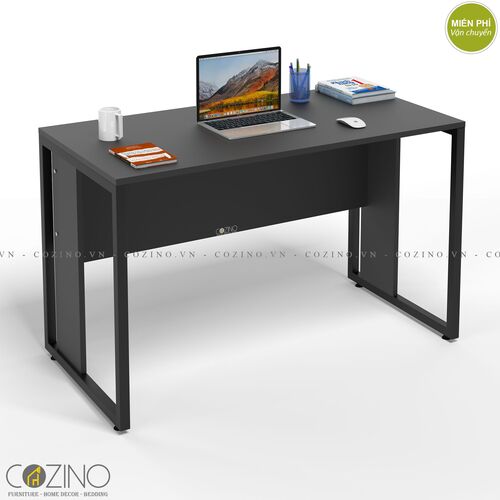 Bàn làm việc CZN-Hidu mặt gỗ tự nhiên sơn đen, chân thép- đẹp, giá rẻ tại hcm và hà nội