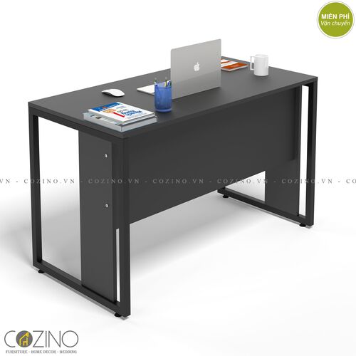 Bàn làm việc CZN-Hidu mặt gỗ tự nhiên sơn đen, chân thép- đẹp, giá rẻ tại hcm và hà nội