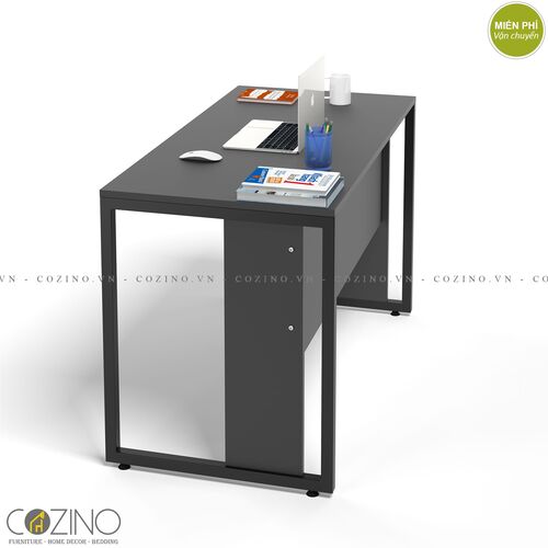 Bàn làm việc CZN-Hidu mặt gỗ tự nhiên sơn đen, chân thép- đẹp, giá rẻ tại hcm và hà nội