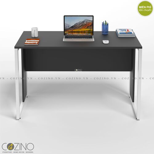 Bộ bàn làm việc CZN-Hidu gỗ tự nhiên màu đen chân trắng và ghế eames đen- đẹp, giá rẻ tại hcm và hà nội
