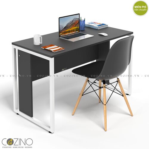 Bàn làm việc CZN-Hidu gỗ tự nhiên màu đen chân trắng giá rẻ