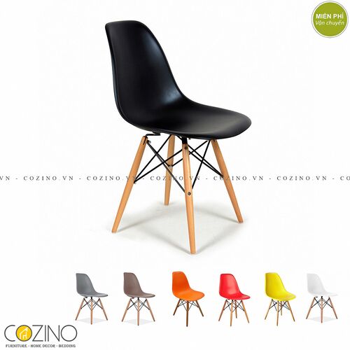 Bộ bàn làm việc CZN-Hidu gỗ tự nhiên màu đen chân trắng và ghế eames đen- đẹp, giá rẻ tại hcm và hà nội
