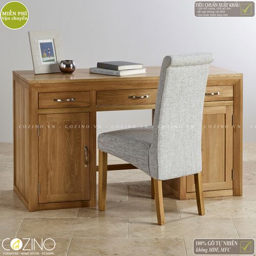 Bàn làm việc Camber có 2 tủ hông gỗ sồi Mỹ- đẹp, giá rẻ tại hcm và hà nội