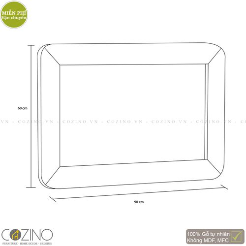 Gương treo tường Emley khung gỗ sồi Mỹ 90x60cm- đẹp, giá rẻ tại hcm và hà nội