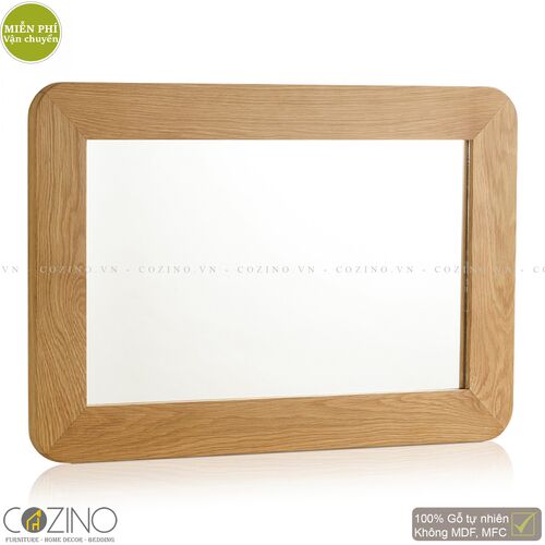 Gương treo tường Emley khung gỗ sồi Mỹ 90x60cm- đẹp, giá rẻ tại hcm và hà nội