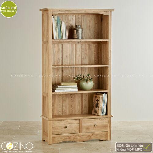 Tủ kệ sách và trưng bày cao Cawood gỗ sồi Mỹ- đẹp, giá rẻ tại hcm và hà nội