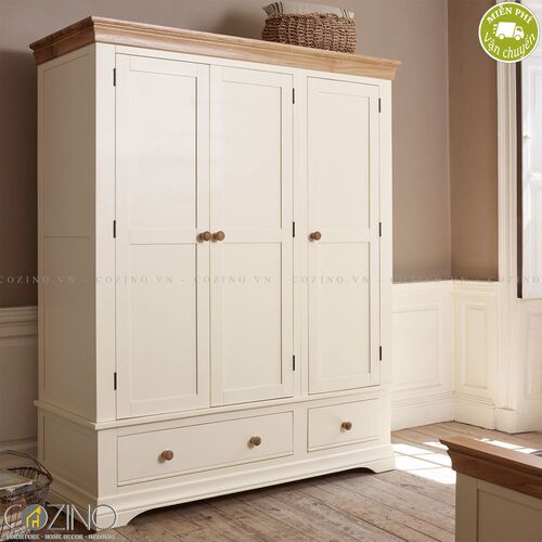 Tủ quần áo Canary 3 cánh 2 ngăn kéo gỗ sồi Mỹ (nhiều kích thước)- đẹp, giá rẻ tại hcm và hà nội