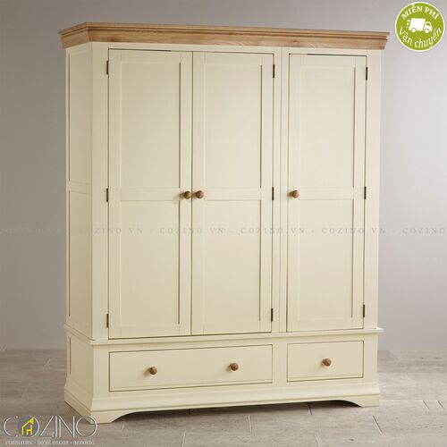 Tủ quần áo Canary 3 cánh 2 ngăn kéo gỗ sồi Mỹ (nhiều kích thước)- đẹp, giá rẻ tại hcm và hà nội
