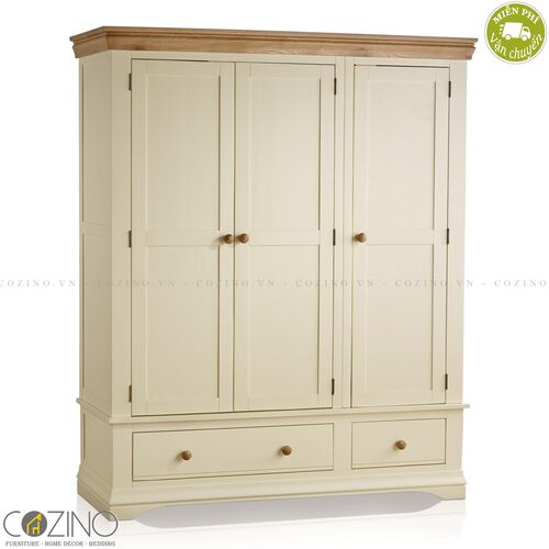 Tủ quần áo Canary 3 cánh 2 ngăn kéo gỗ sồi Mỹ (nhiều kích thước)- đẹp, giá rẻ tại hcm và hà nội