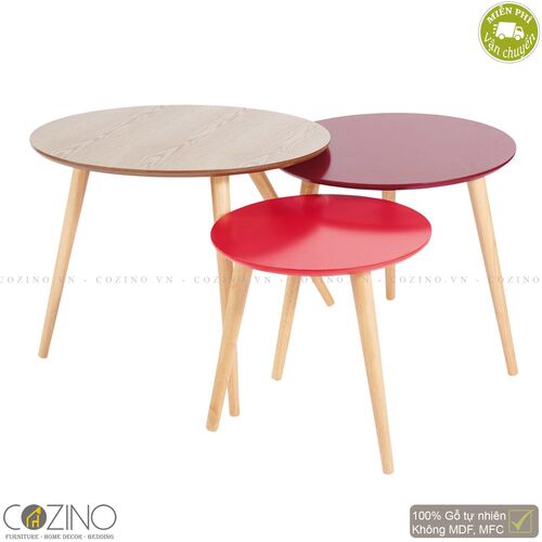 Bộ bàn sofa Senja 3 chiếc xếp chồng gỗ tự nhiên (nhiều màu)- đẹp, giá rẻ tại hcm và hà nội