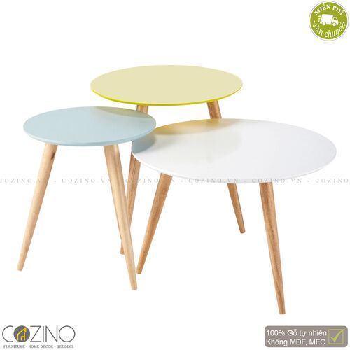 Bộ bàn sofa Senja 3 chiếc xếp chồng gỗ tự nhiên (nhiều màu)- đẹp, giá rẻ tại hcm và hà nội