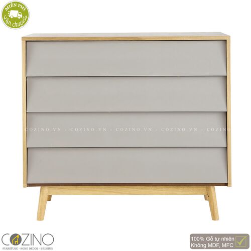 Tủ ngăn kéo Senja Vintage gỗ tự nhiên 4 ngăn màu ghi xám- đẹp, giá rẻ tại hcm và hà nội