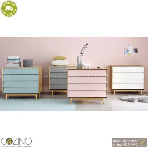 Tủ ngăn kéo Senja Vintage gỗ tự nhiên  4 ngăn nhiều màu- đẹp, giá rẻ tại hcm và hà nội