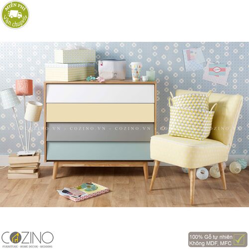 Tủ ngăn kéo Senja Vintage gỗ tự nhiên  4 ngăn nhiều màu- đẹp, giá rẻ tại hcm và hà nội